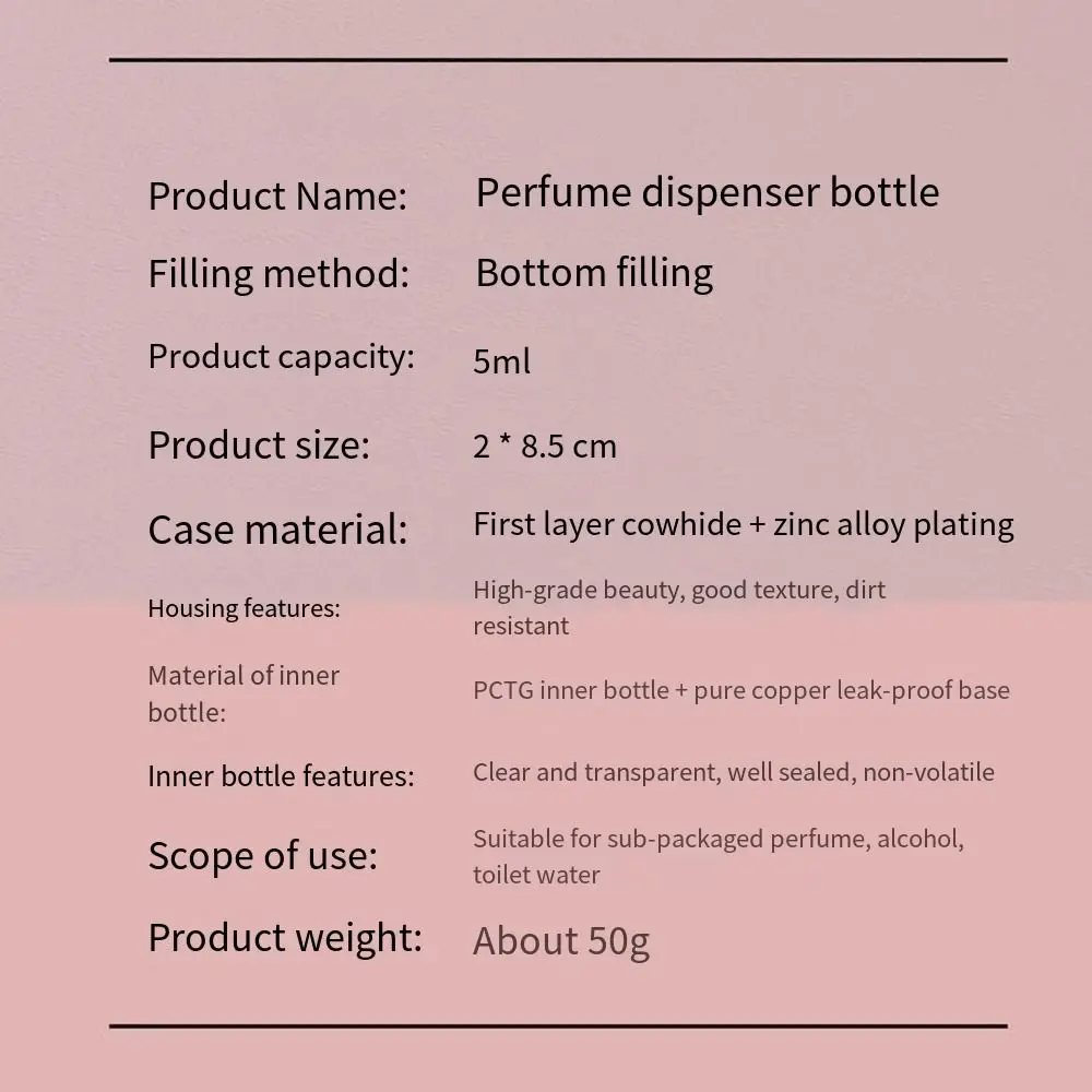 Botella de Perfume de lujo con autobombeo, pulverizador de cuero Real, hidratante de Colonia, atomizador de Perfume, 5ml