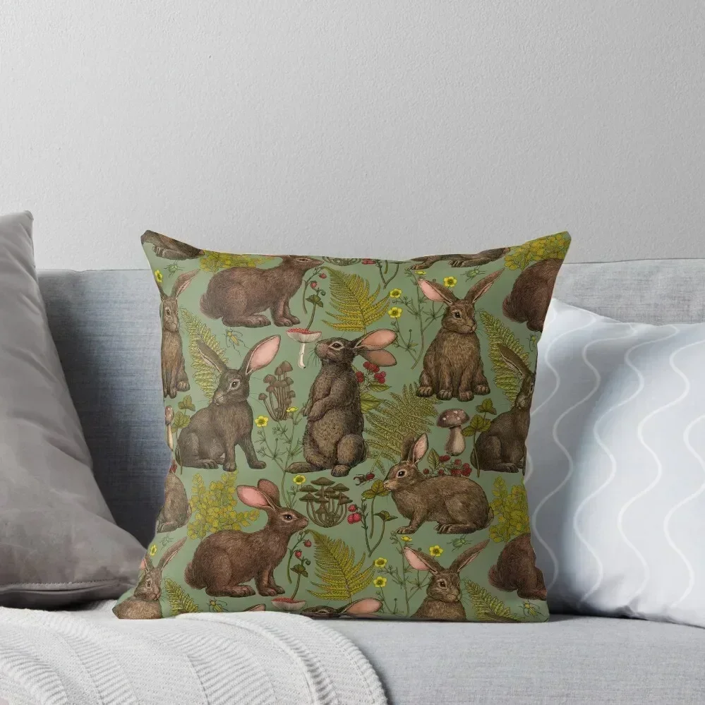 

Rabbits and woodland flora Throw Pillow Decorative Cushions Plaid Sofa Cushions For Sofa pillow