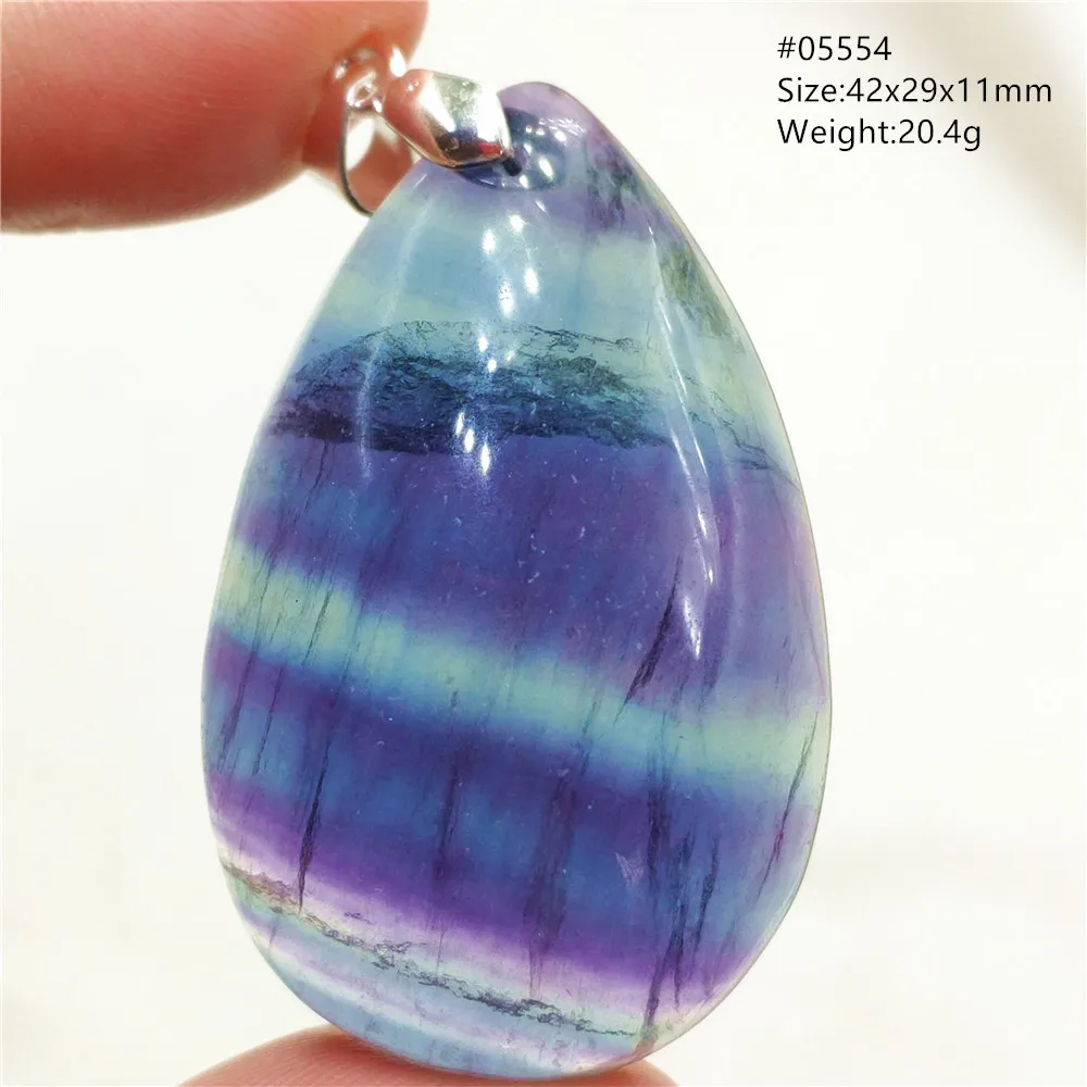 Natural Blue Fluorite Quartz Pendant Necklace Jewelry Water Drop Blue Red Fluorite Crystal Rainbow For Woman Men AAAAA