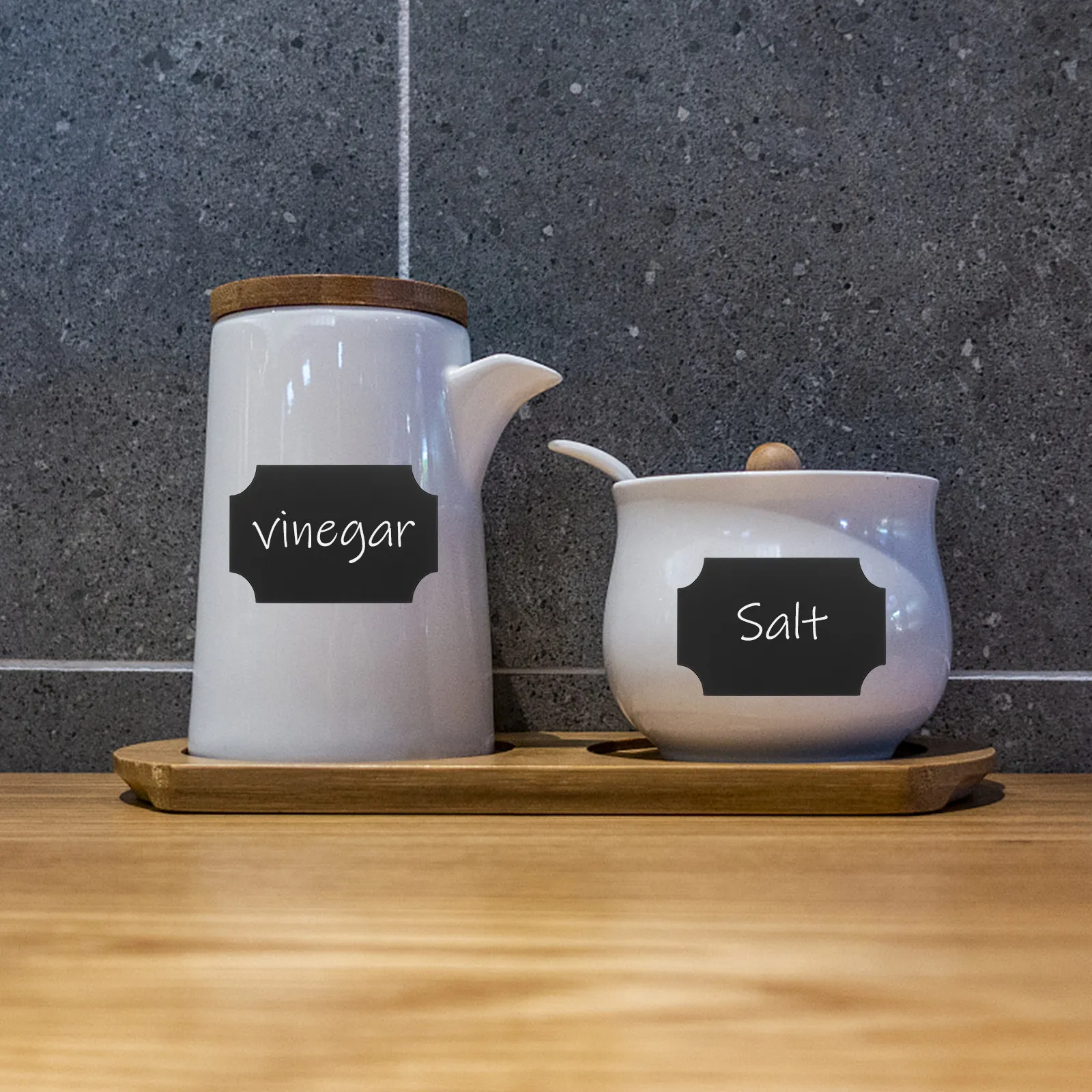 

20 Sheets Reusable Label Stickers with Blackboard Surface Write on Name Tags for Jars Bottles Kitchen Storage Solutions