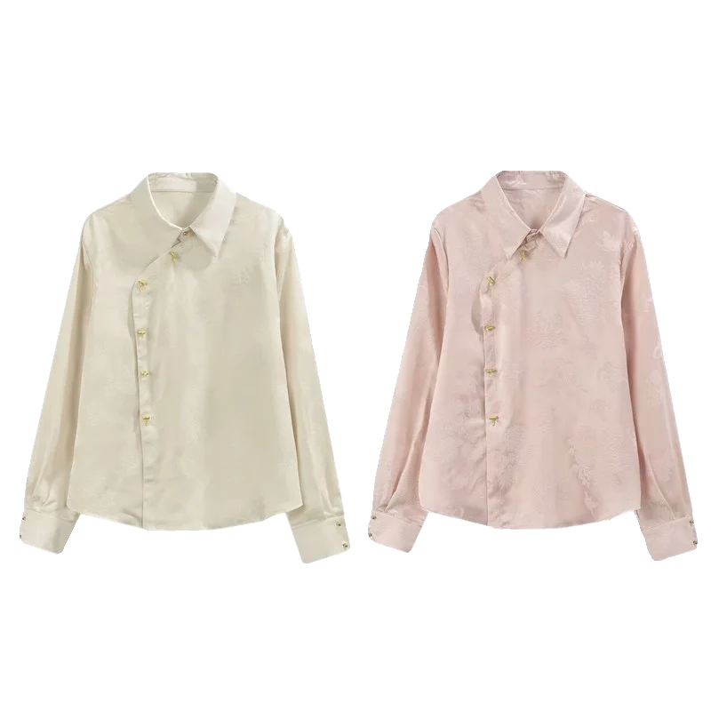 ฤดูใบไม้ผลิ 2024 ผู้หญิง Faionable อเนกประสงค์ปุ่มไม้ไผ่ยาว Sve irt Design Sense เดินทาง Sle หลวม Fit Premium Quali