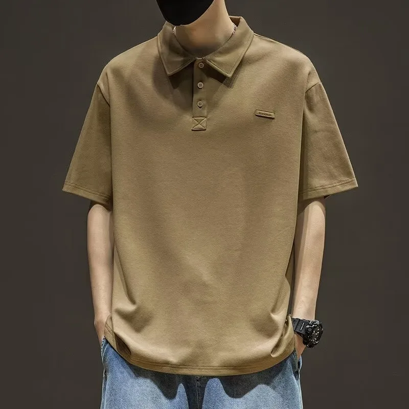 Solid Short Sleeved Polo Shirt Men's T-shirt 2026 Summer New Business Casual Loose T-shirt for Men Korean Fashion Men Clothing