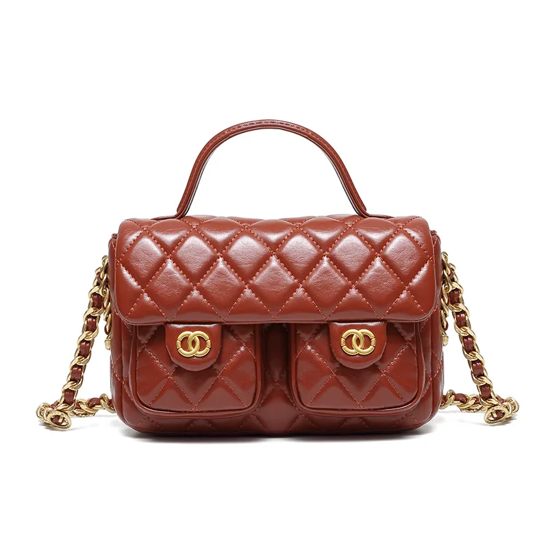 

2024 new diagonal chain small square bag, classic texture, simple and fashionable, niche fashion style, classic luxury