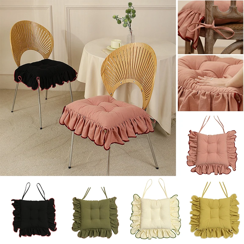 1pc Cotton Cloth Thickened Chair Cushion with Wide Edge Wood Ear Design, Dining Chair Cushion, Living Room Office Cushion  쿠션