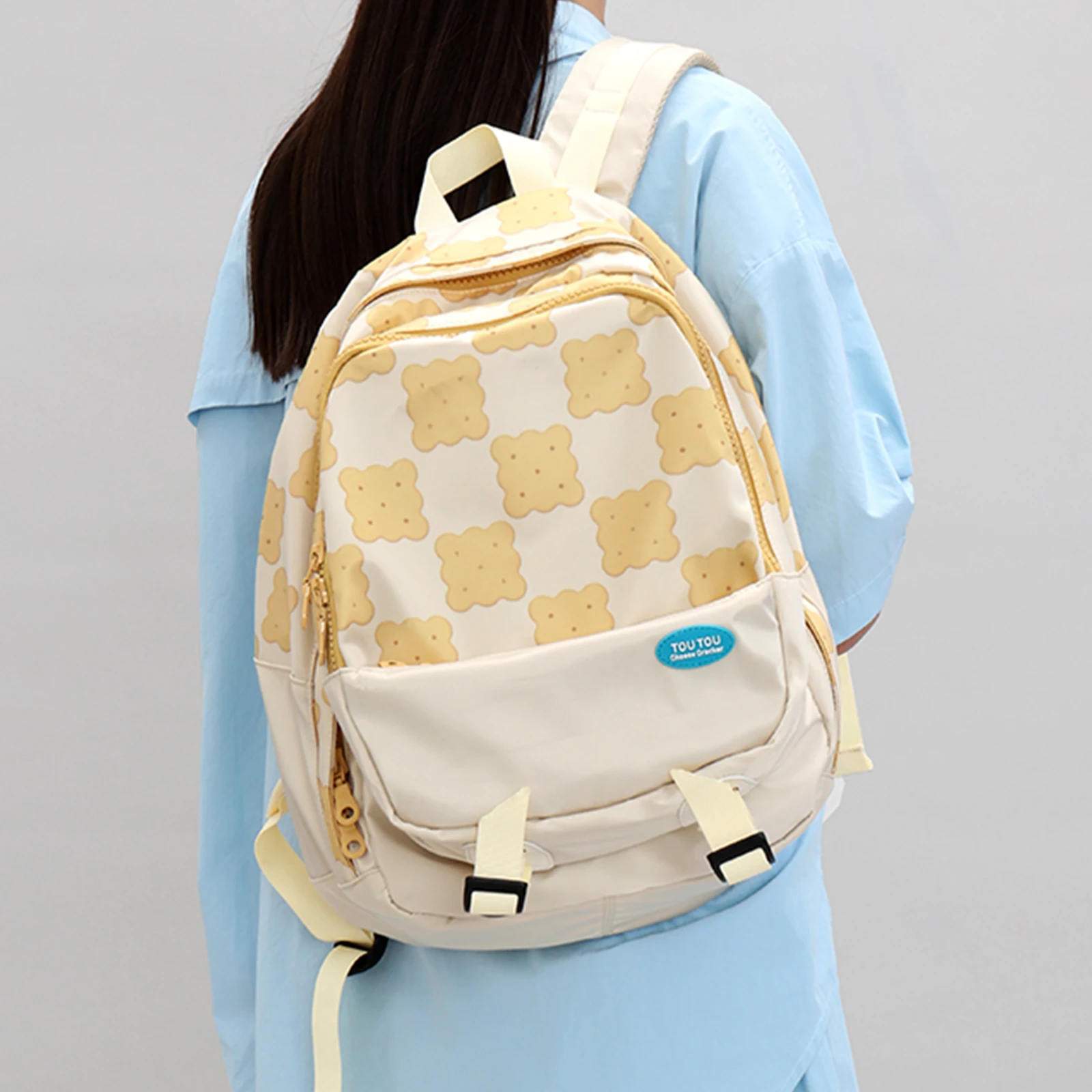 

TOUTOU Large Capacity Backpack For Women Fashion Ladies Cute Cookie Pattern Bags for Casual Weekend Trips and Daily Travel Bag