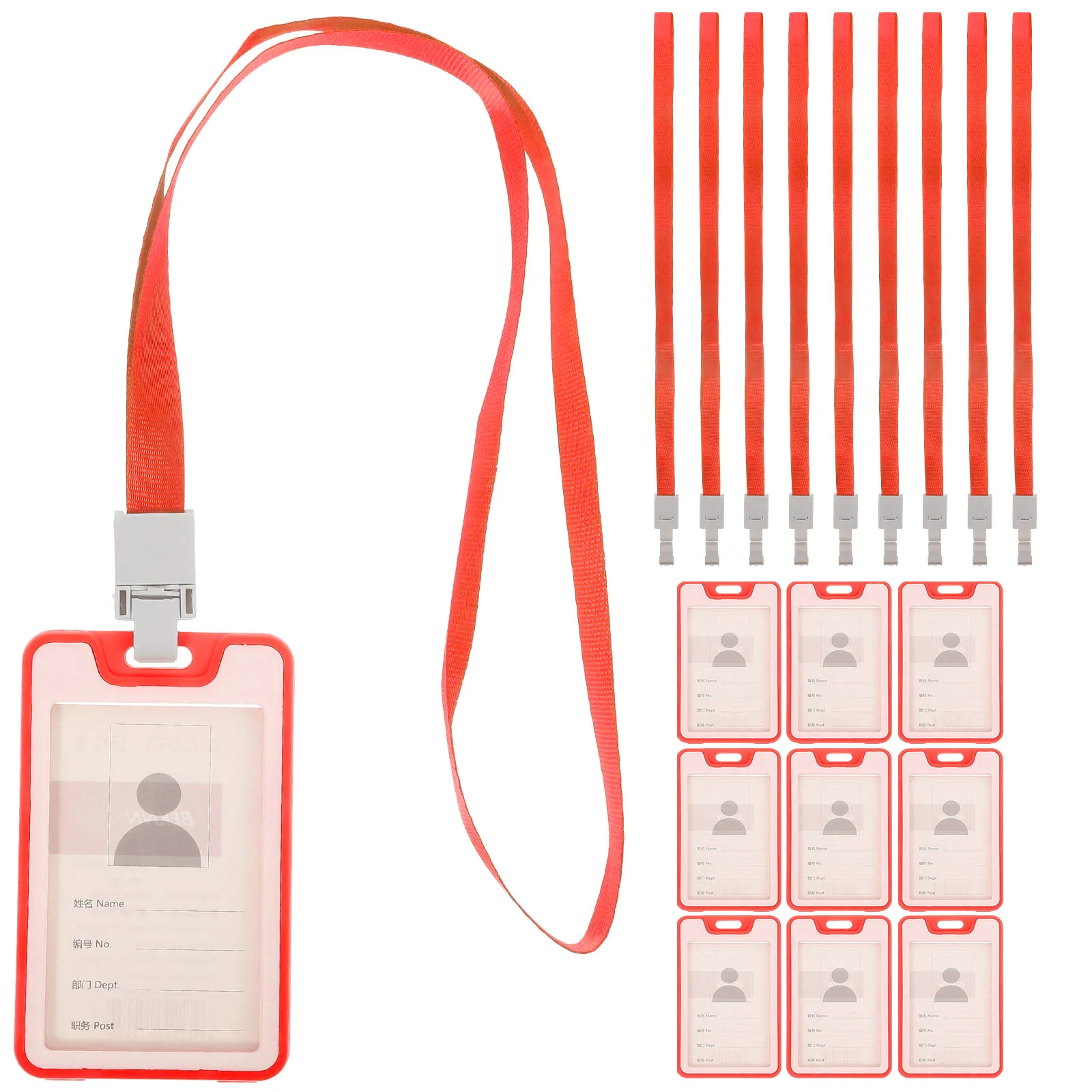 

10 Pcs Card Sleeves Holder for Lanyard Badge with Bracket Access Id Red Hanging Rope Man