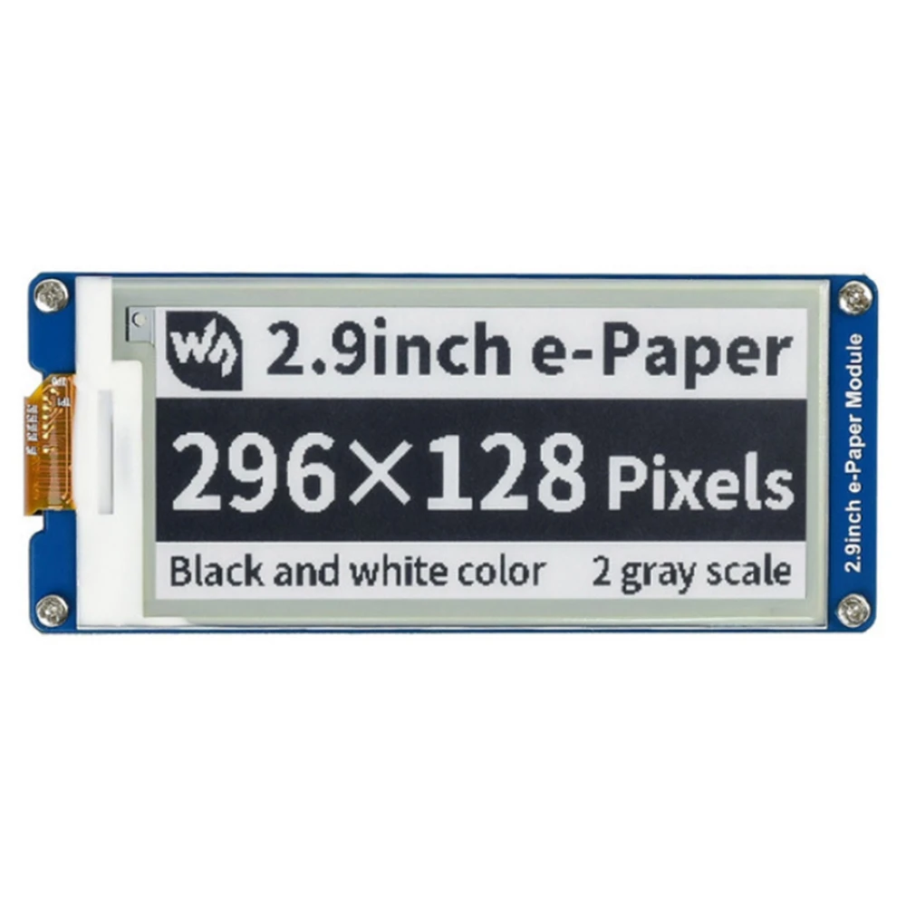 Waveshare-E-Ink Display para Raspberry Pi 4 Arduino, 2.9 ", resolução 296x128, interface de comunicação SPI, atualização local