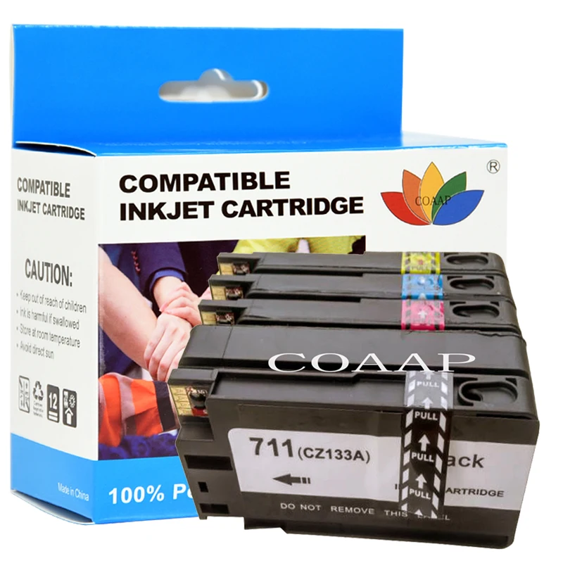 

4PK Compatible Ink Cartridge Set for HP 711/711XL Compatible with HP DesignJet T120/T125/T130/T135/T520/T525/T530 Inkjet Printer