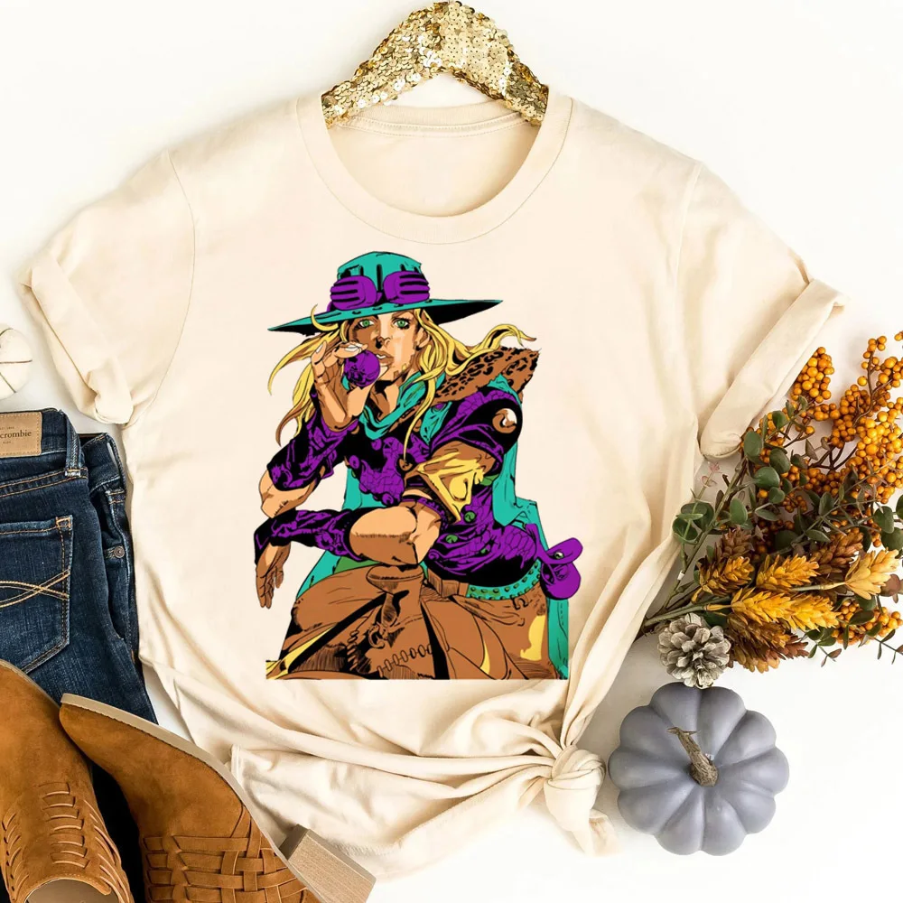 Jojo Bizarre Adventure Gyro Zeppeli tshirt girl harajuku 2000s scene  streetwear tshirt dollette party japanese jojifuku 80s