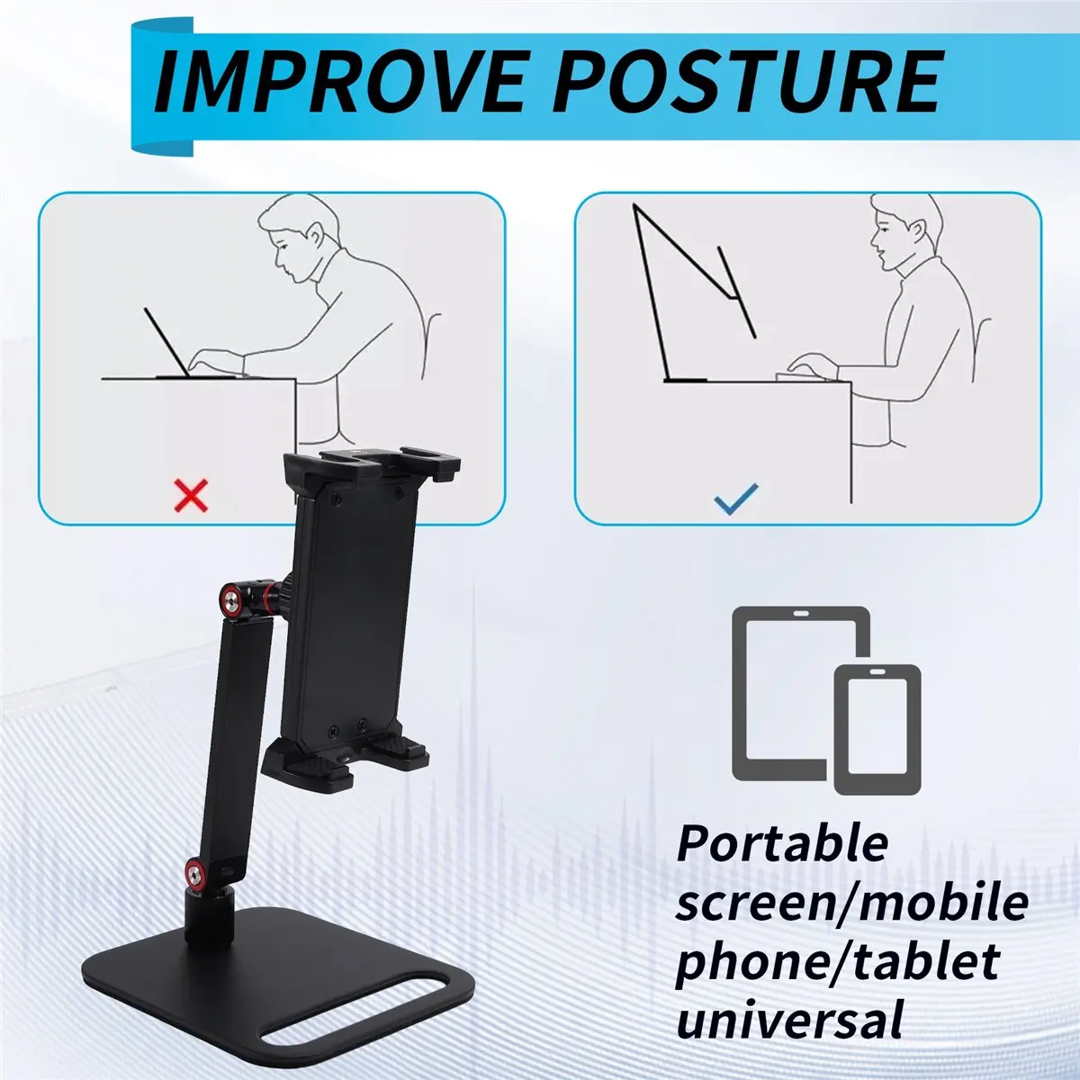 DT81 Adjustable Portable Monitor Stand 360° Swivel Bracket Tablet Holder Compatible with Tablet Desktop Clamp Stand A
