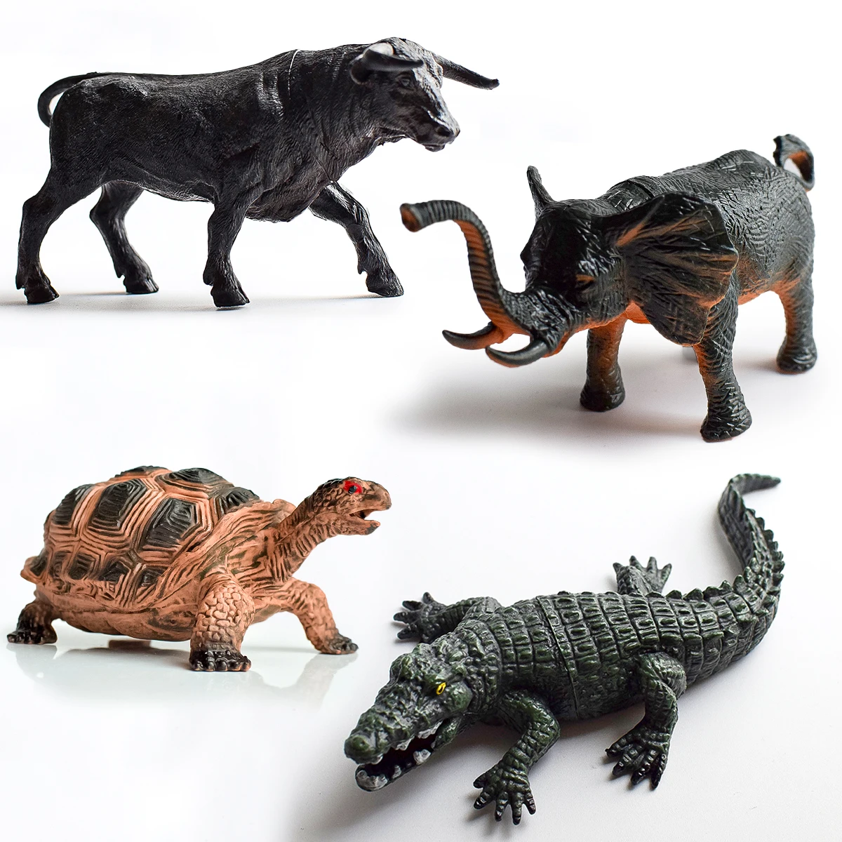 4 Types of Simulated Animal Ornaments | Bull Elephant Crocodile Turtle | Auspicious and Fortune-Attracting Gifts and Feng Shui Ornaments | Men's Collection and Desktop Philosophy | Desk, Office Desk, Window Display Static Decorations | Birthday Anniversary Business Gifts | Halloween, Christmas, Hanukkah, Thanksgiving, Easter, Day of the Dead