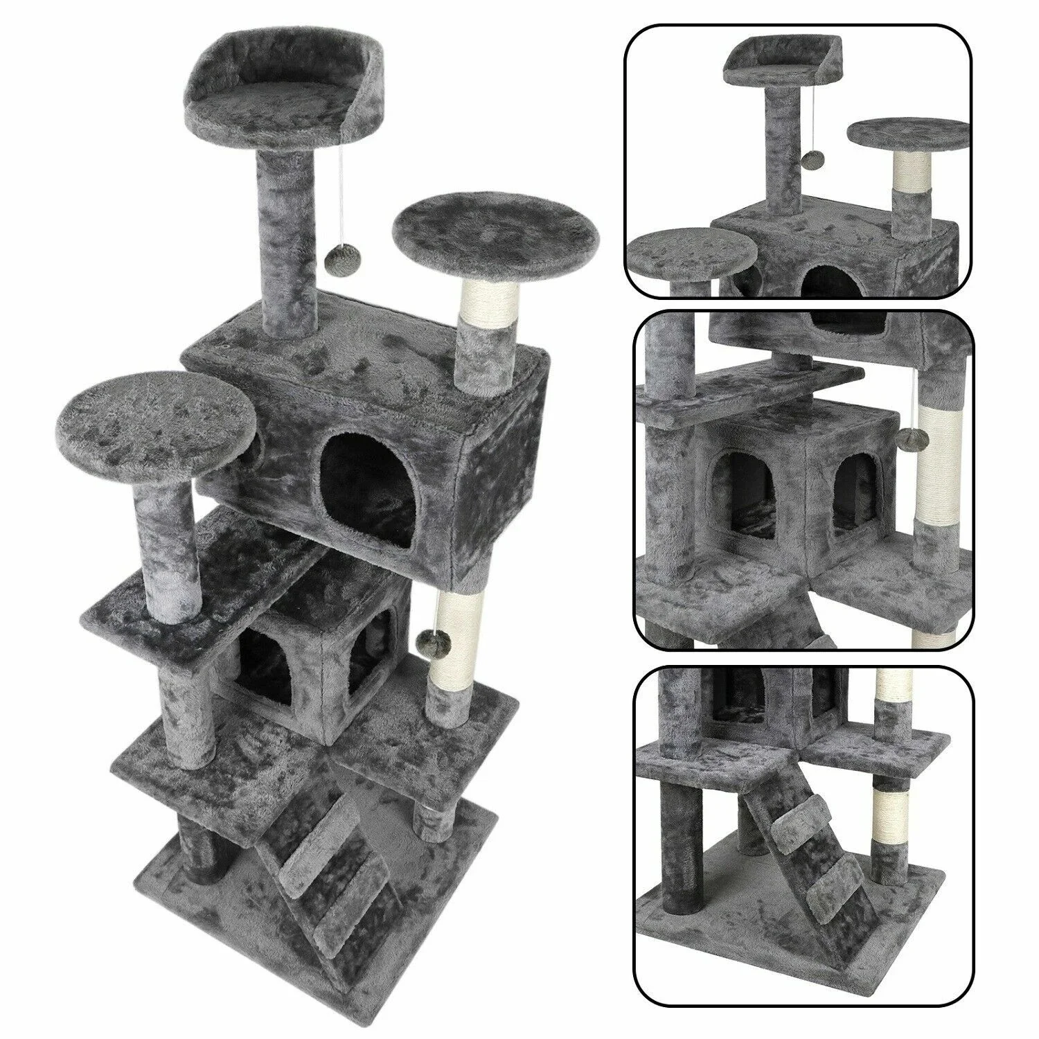 

54" Cat Tree Tower Multi-Level Cat Condo with Scratching Post Kittens Activity