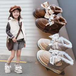 Children Shoes 2024 Winter Cotton Inserts Boots Fashion Warm Girl Snow Boots Anti Slip Lovely Princess Short Boots Girl Sneakers