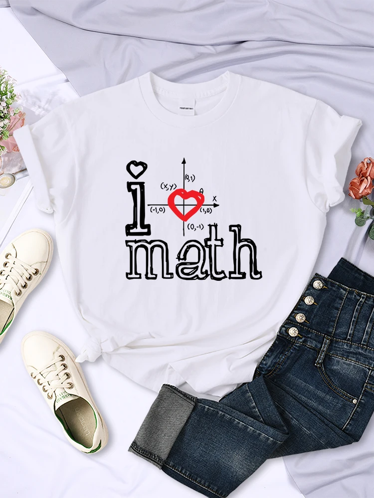 Fashion Logo I Love Math Printed Women Tshirts Casual Summer Sport Tee Clothing Creativity All-math Short Sleeve Female Tops