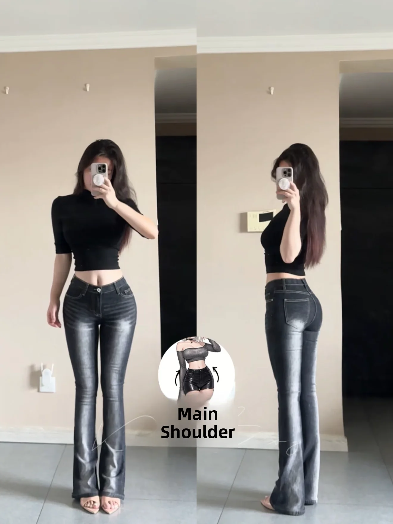 

Женские джинсы Slim Fit с эластичной тканью, ретро-стиль, низкая посадка, хлопковый стрейч-деним, расклешенные длинные брюки, модные джинсы больших размеров с расклешенным низом