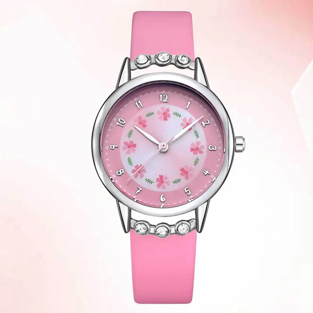 Waterproof Quartz Watch Pink Cartoon Wristwatch Adjustable Comfortable Strap Fun Unique Design for Birthday Gift