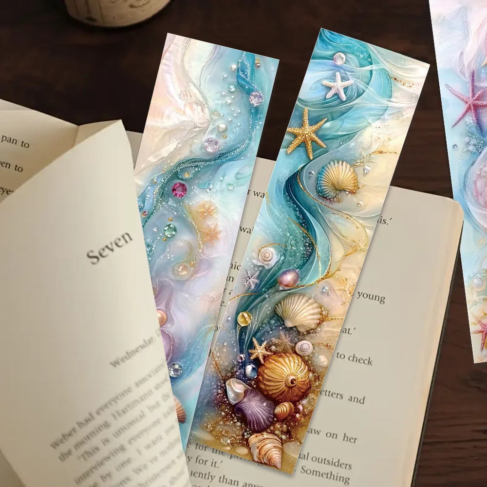 32pcs, fantasy ocean bookmarks, beach/shells, suitable for teachers, readers, and book lovers, birthday gifts