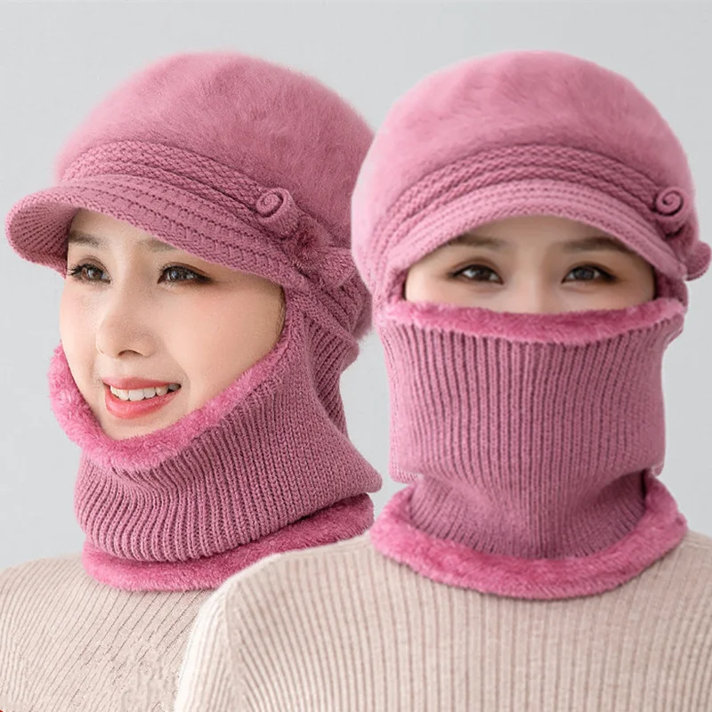 Hot Sale Female Winter Hats Fur Lined Keep Warm Hats For Women Windproof Coldproof Thicken Balaclava Cap