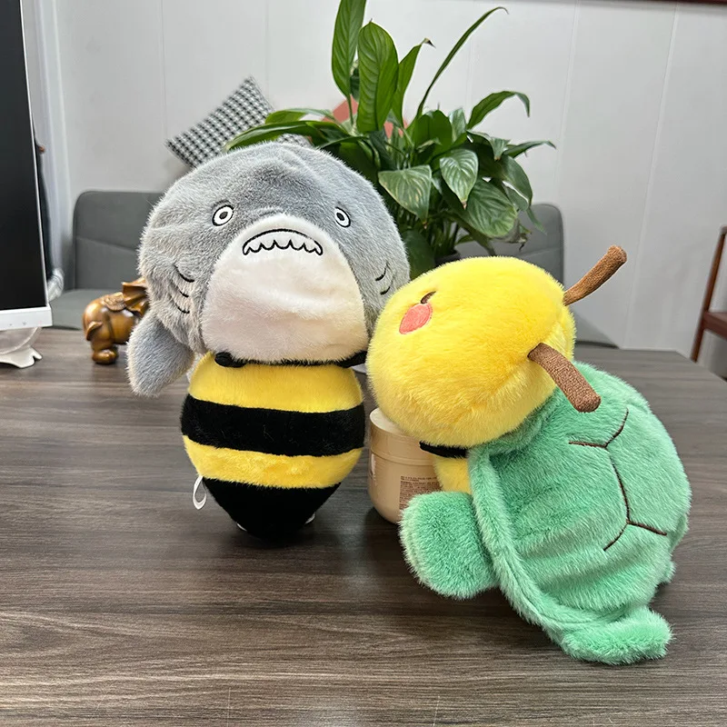 18-48cm Creative Shark Turtle Turns into Bee Plush Toys Soft Stuffed Animal  Cute Fluffly Dog Flip Fox Hug Pillow for Kids Gifts