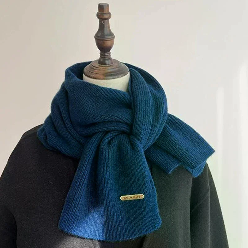 الخريف والشتاء جديد بلون وشاح محبوك للنساء الراقية سميكة الدافئة تنوعا وشاح بسيط