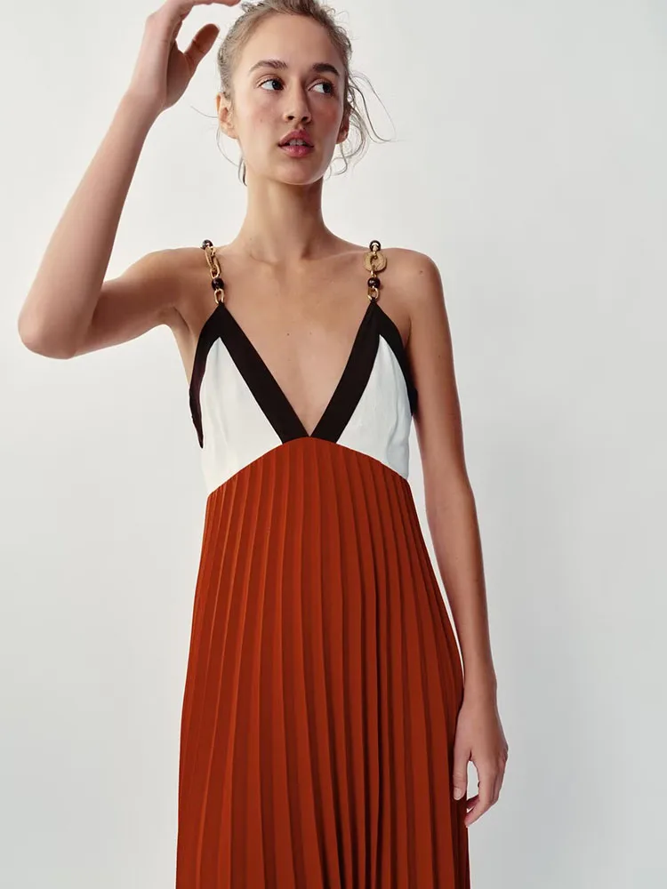 Summer 2026 New Sexy Fashion Simple Beaded Embellished Pleated Dress Gown Elegant Evening Gown Floor-Length Sleeveless Dress