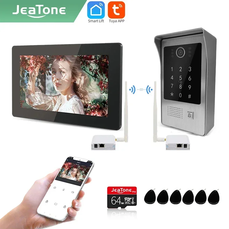 

Jeatone Smart Tuya 7 Inch Video Door Phone Intercom Doorbell Wireless WiFi Door Eye Bell Camera Kit For Home Apartment Outdoor