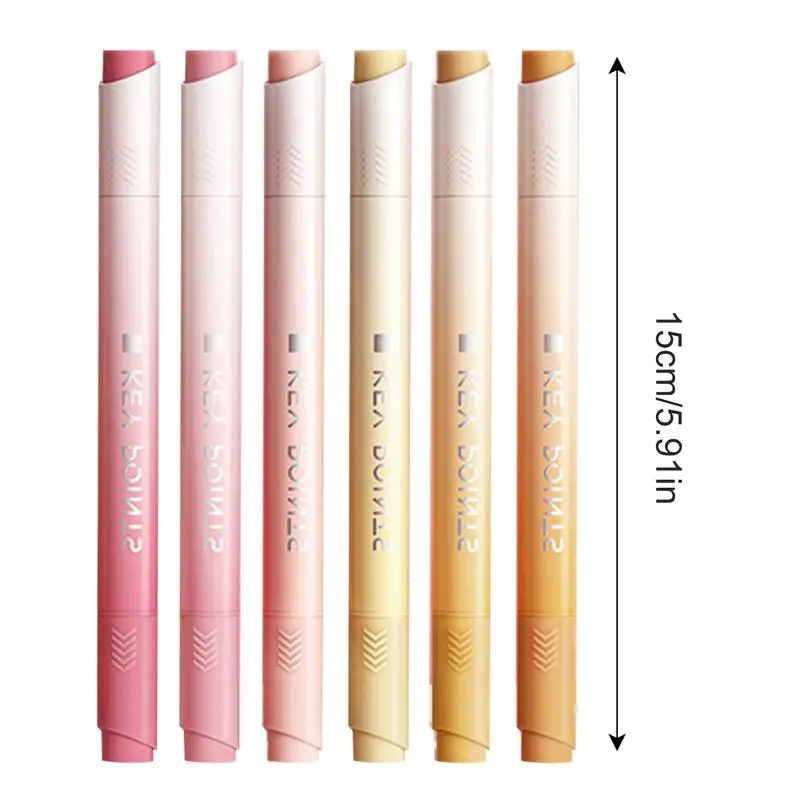 Набор двухсторонних маркеров-хайлайтеров, маркеры с двумя наконечниками, 6 шт., мягкие цветные маркеры-хайлайтеры с двумя наконечниками для детей, студентов и художников