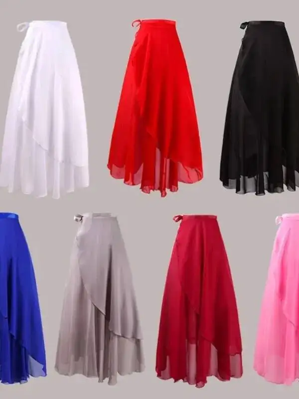 Women Wrap Dance Skirt Girls Long Dance Skirt Ballet Wrap Skirt Dance Skate Over Scarf Skirt Dancewear Fashion Women 6O94