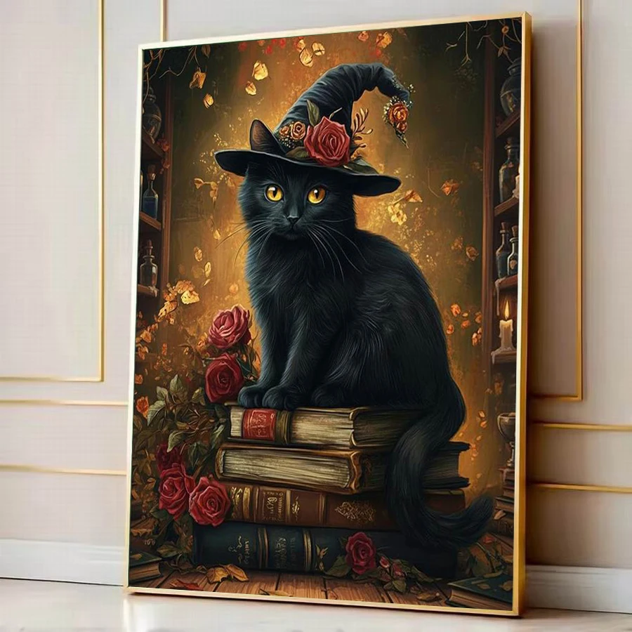 Diy Diamond Embroidery Black Cat Diamonds Art Painting Halloween Ghost Pumpkin Full Mosaic Picture Jewelry Cross Stitch Kit