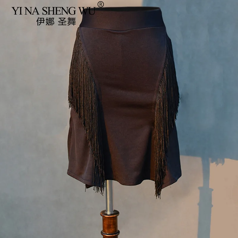Gonne per pratica di danza latina con frange da donna Costume da ballo per adulti femminile Gonna con nappe Allenamento Sala da ballo Rumba Samba Abbigliamento da ballo