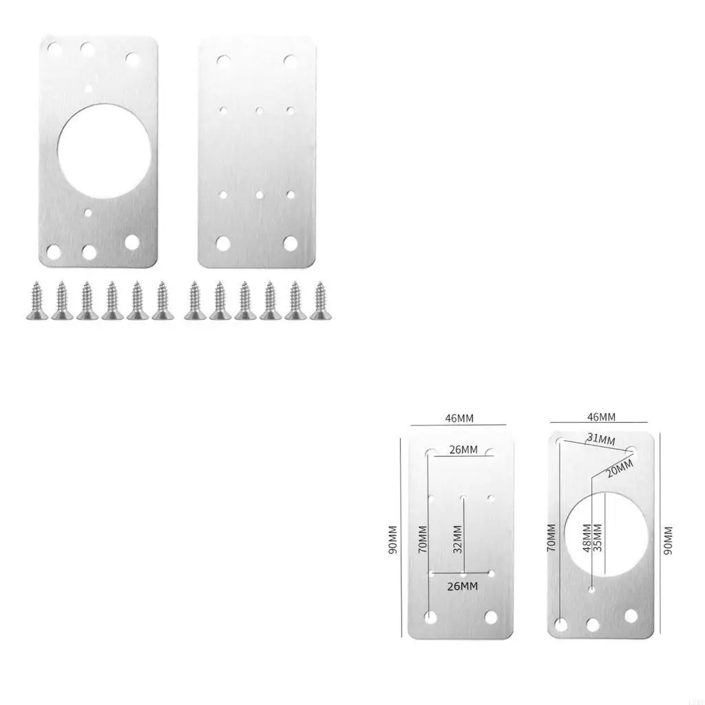 L9BE Silver Tone Stainless Steel Straight Support Shelf Bracket Flat Corner Brace Brackets Mending Plates Repair Joining