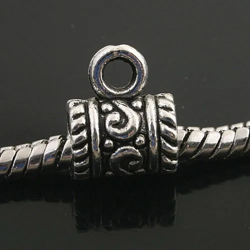 30pcs Dark Silver-tone Tube Shapped Bail Conector Findings Fit Bracelet H0074 Beads for Jewelry Making