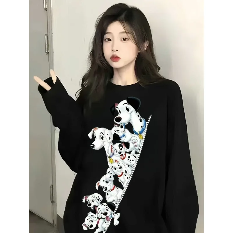 

Оверсайз-толстовка с принтом на молнии 101, женский хлопковый свободный пуловер с круглым вырезом, 2025 Harajuku Y2K, топы для пар, одежда