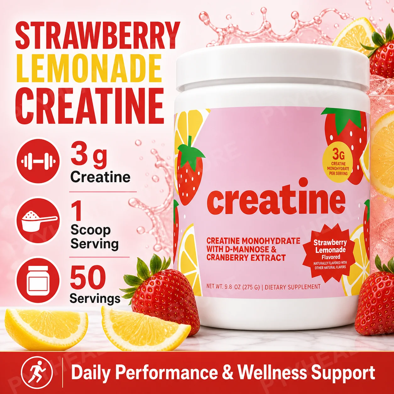 Creatine Monohydrate Powder - مسحوق الكرياتين للنساء 275 جرام مع