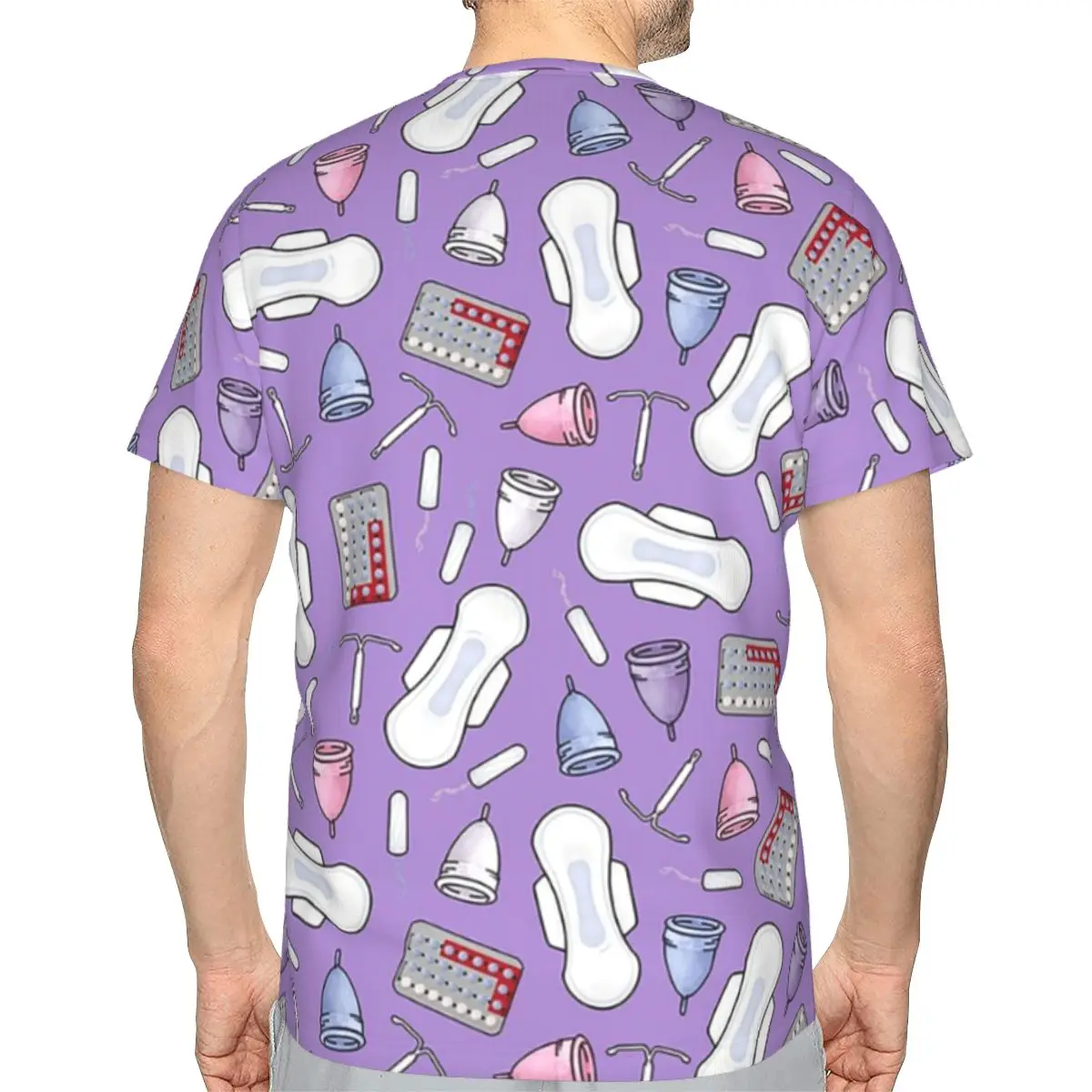 Period Protection, PMS Ready In Purple 100% Cotton T-Shirt Men'sFunny T Shirts Men Round Neck Short Sleeve