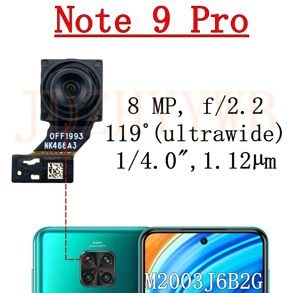 Front Rear Camera For Xiaomi Redmi Note 9 Pro Note9pro Frontal Selfie Wide Back Facing Main Camera Module Flex Cable