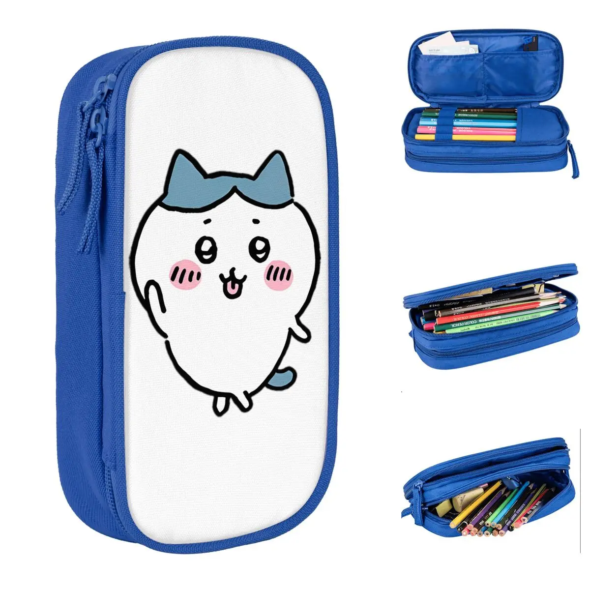 Large-capacity Pen Box Kawaii Chiikawa Cartoon School Japanese Manga Double Layer Pencil Box Girl Make Up Bag Suprise Gift