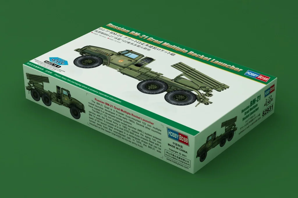 Hobbyboss 82931 1/72 Scale  Russian BM21 BM-21 Grad Multiple Rocket Launcher Vehicle Hobby Assembly Plastic Model Building Kit