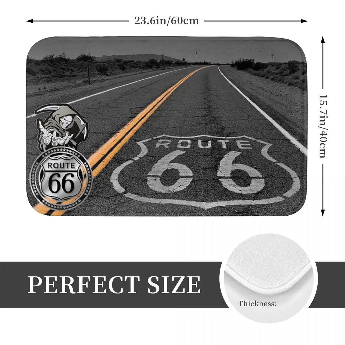 Biker Route 66 Mother Road American Doormat Non-slip Bathroom Floor Mats Home Entrance Rugs Kitchen Living Room Carpet Footpad