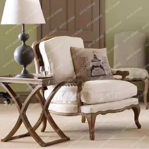 JExport solid wood antique furniture oak rattan surface soft pack sofa chair armchair with back pack