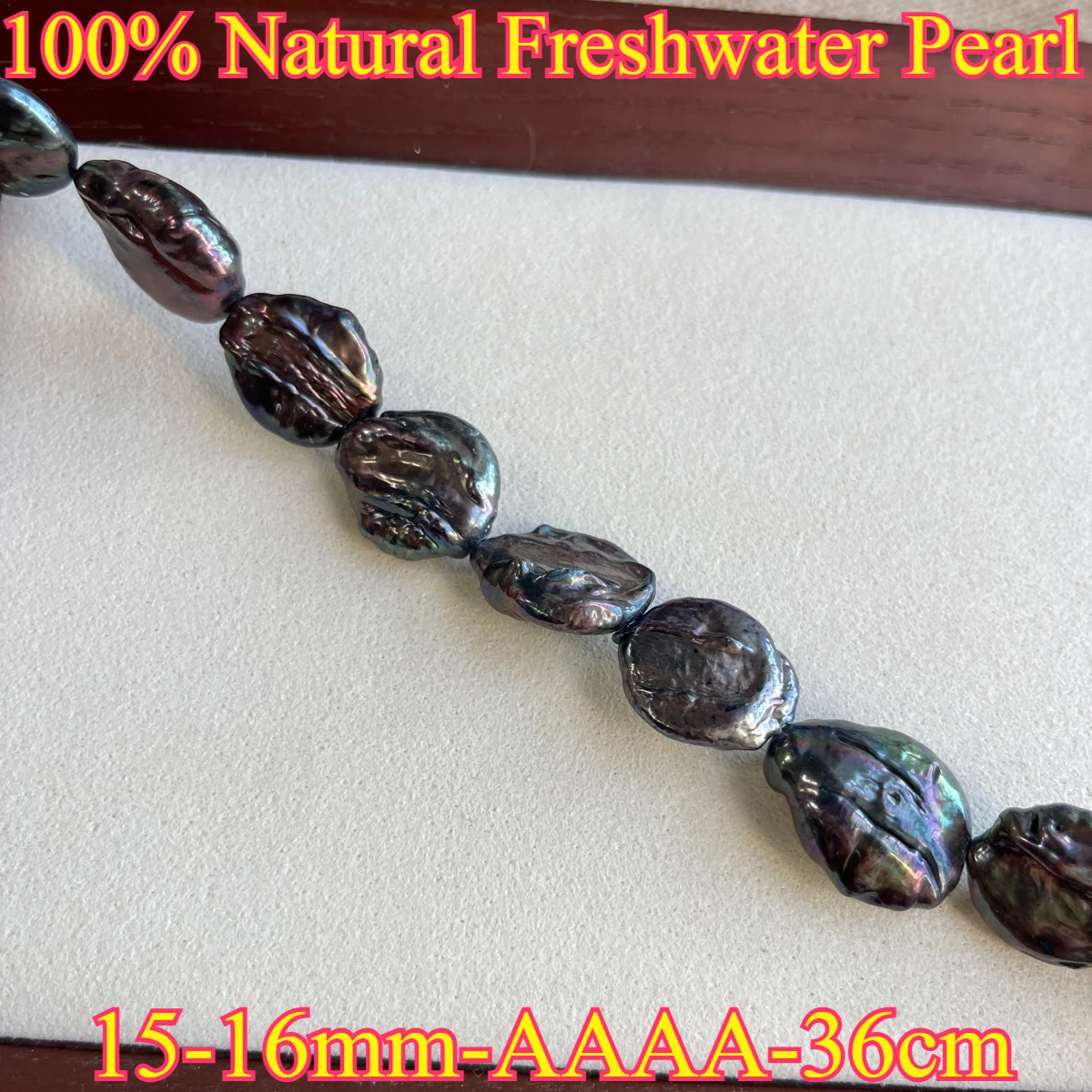 

15-16mm4A Iridescent Factory Wholesale Natural Freshwater Pearl Black Baroque Bead Jewelry Make DIY Necklace Bracelet Women Gift