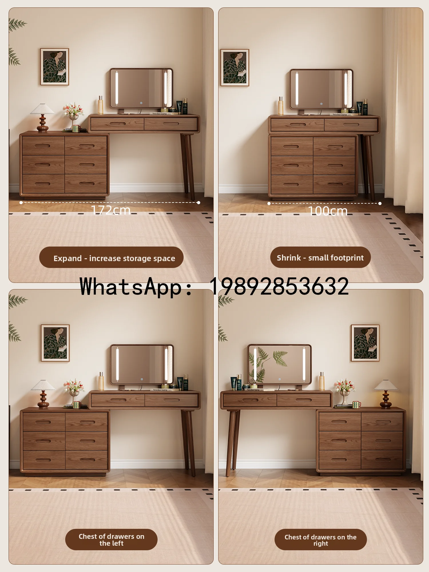 YFY Winter Wood Chest of Drawers Dressing Table  Bedroom Simple Modern Master Bedroom Makeup Table Desk Bedside Table Bed End