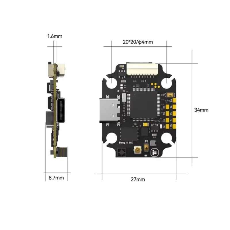 iFlight Borg 5S RX Stack with Borg 5S RX FC Flight Controller / Borg 60RS ESC for FPV Racing Parts