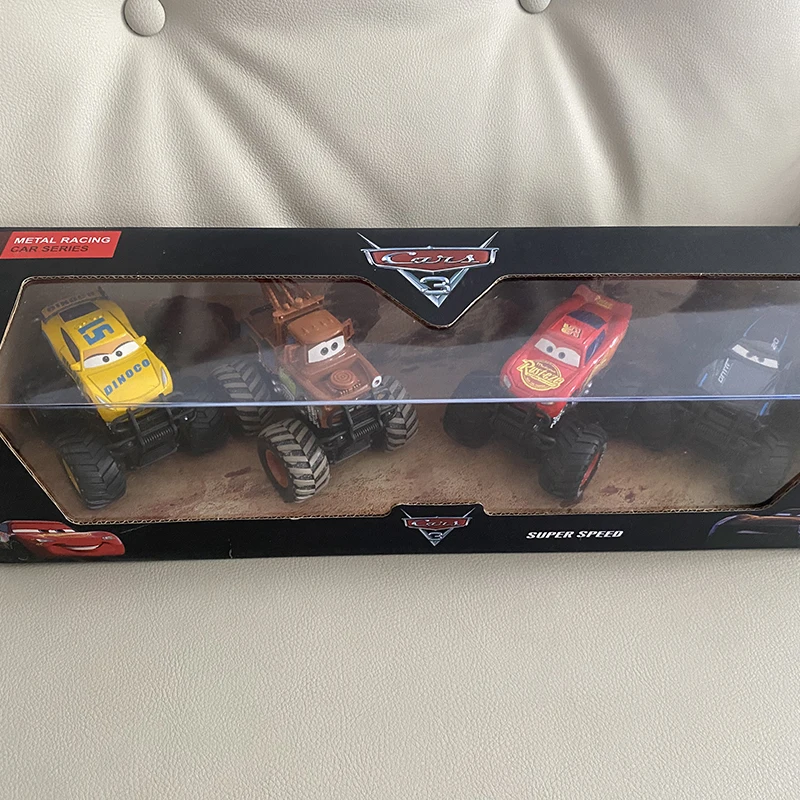 4 pçs pixar carros conjunto relâmpago mcqueen figuras jackson tempestade mack tio caminhão pull-back carros modelo boneca crianças brinquedo presente de natal