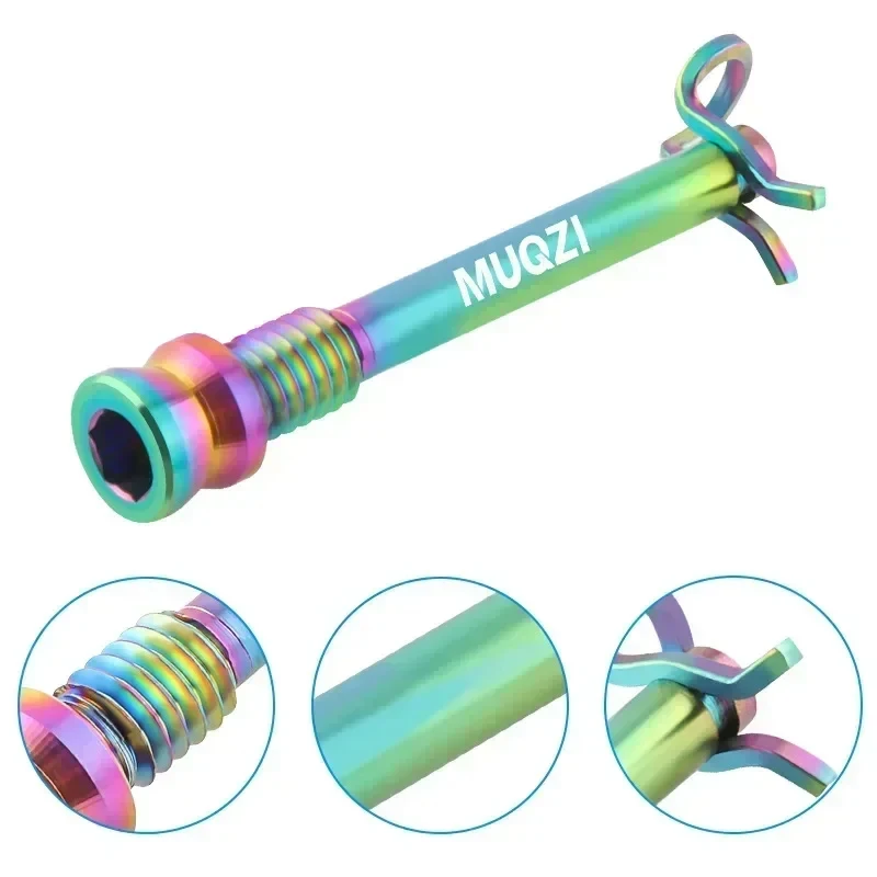 2pcs Titanium Bicycle Disc Brake Caliper Screws Lightweight Mounting Bolts with Fixing Clip for Road MTB Disc Brake Pads view 3
