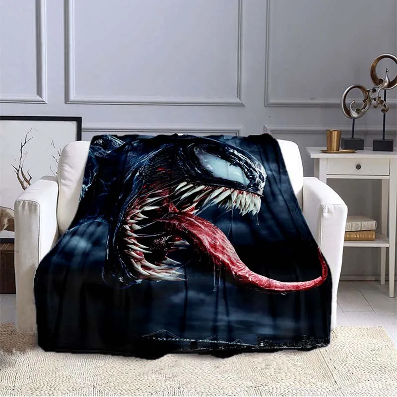 Big black mouth v-venom pattern warm Blanket Flannel Portable Comfortable Warm Blanket blankets for beds  picnic blanket