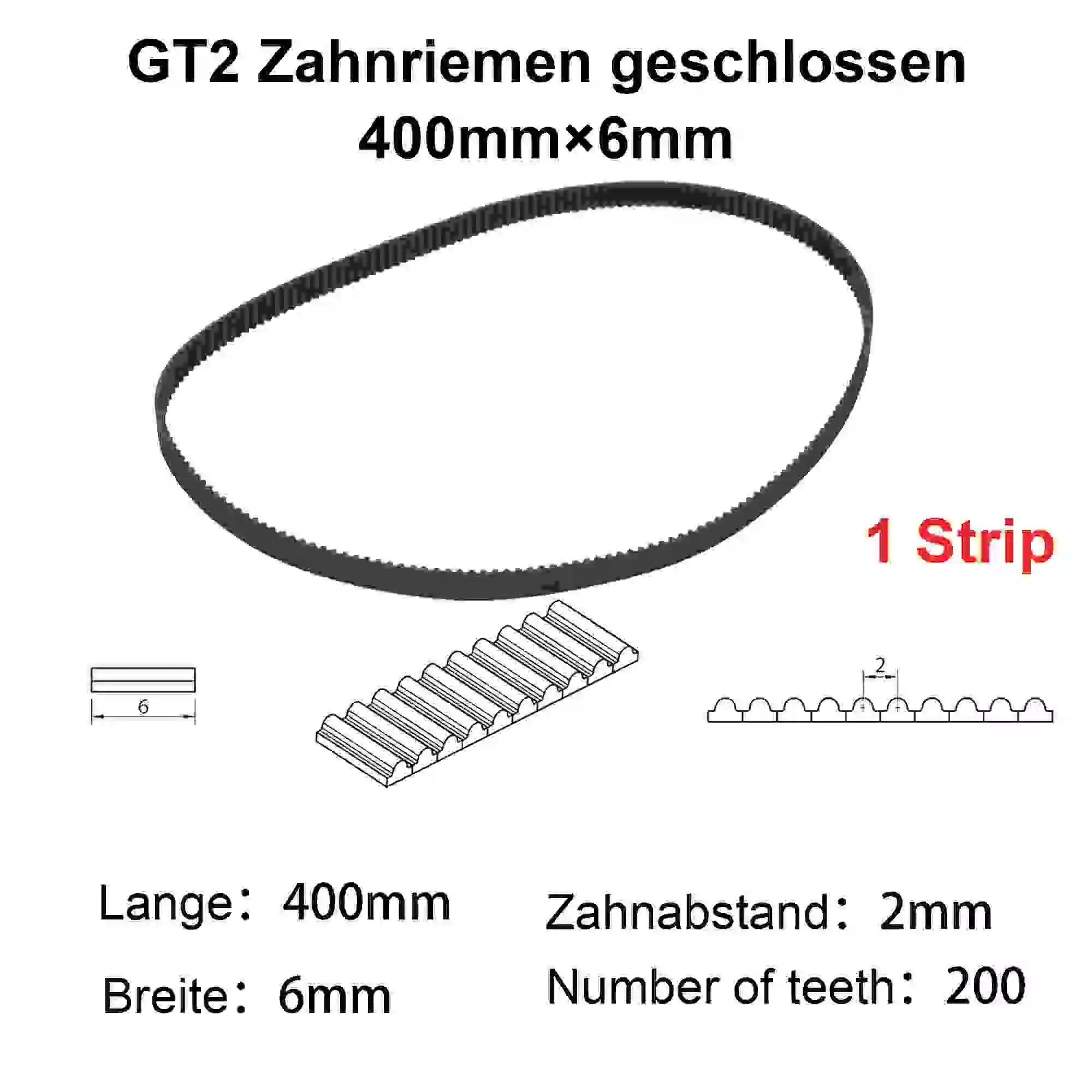 3D części drukarki GT2 6mm pętla zamknięta gumowy pasek rozrządu 392 396 400 406 410 420 426 430 436 440 444 450 454 460mm 2GT 1 sztuk