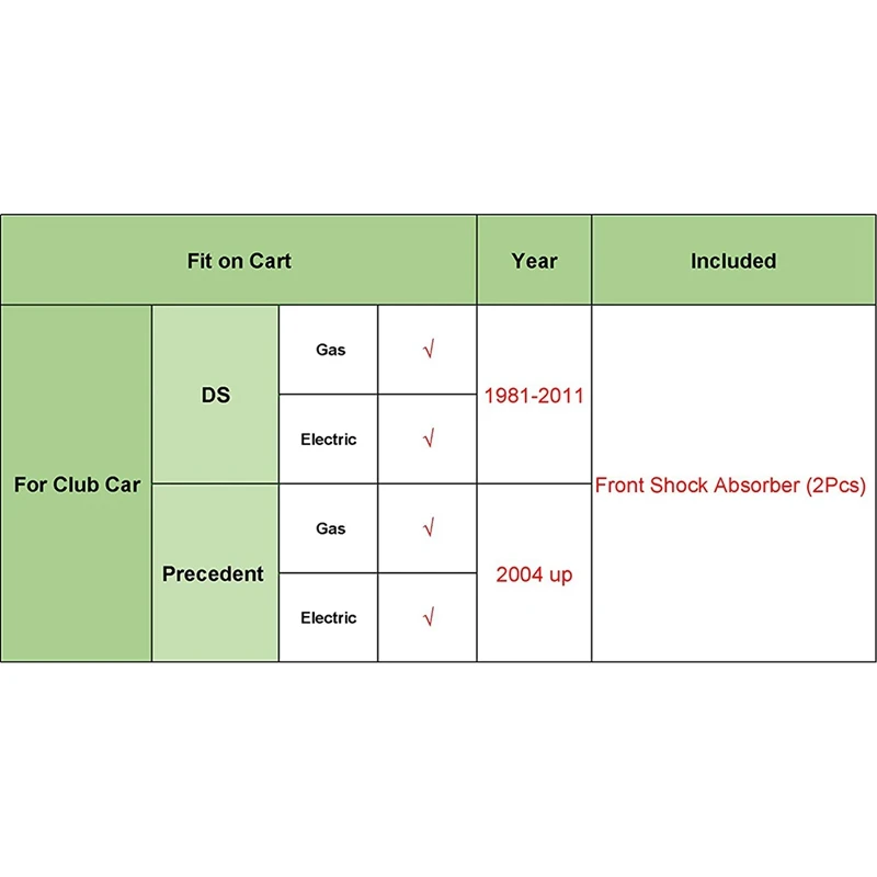 For Club Car Precedent&DS Shock Absorbers Front Or Rear 1014235 102588601 1027064-01 102588501