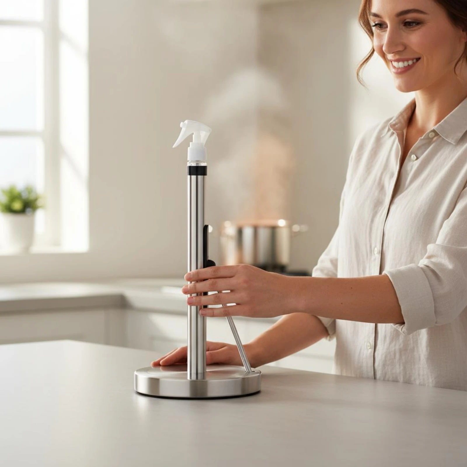 

Stainless Steel Paper Towel Stand Easy to Clean Freestanding Paper Towel Holder Household Organizer Waterproof for Sink Area