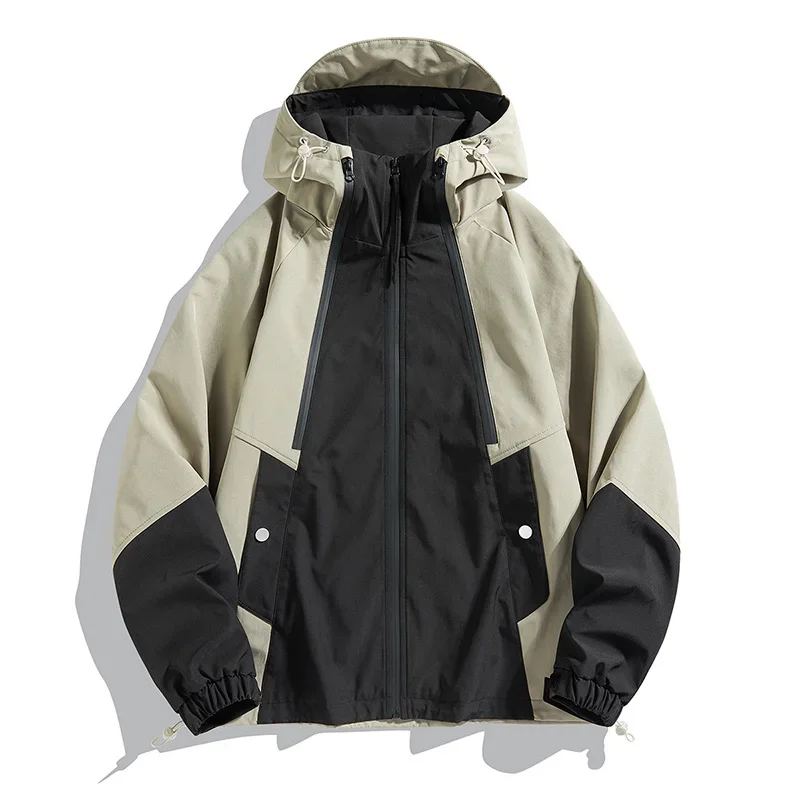 Spring Autumn Mens Autumn Windbreaker Ourdoor Hooded Coats Male Vintage Jackets Women Contrast Color Windbreaker Streetwear Coat - view 4